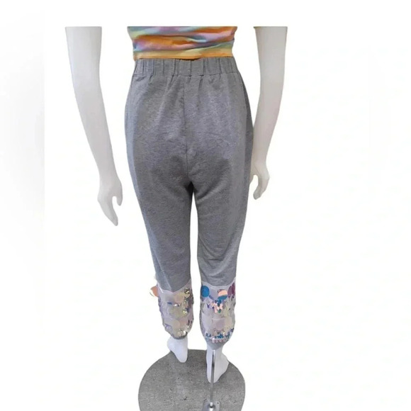 Rehab Grey Joggers Opal Hued  Sequins High Rise Size Medium - Picture 5 of 12